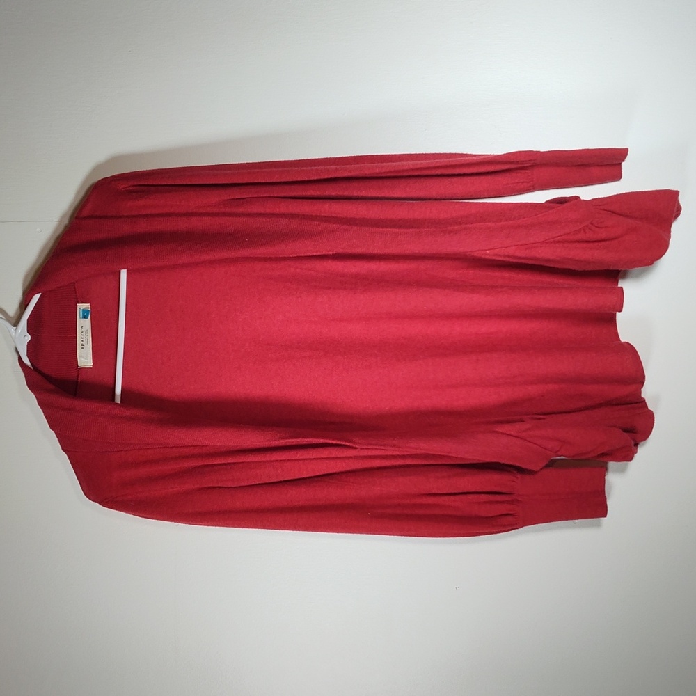 Anthropologie Sparrow red‎ open front cardigan S